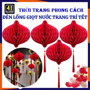 Combo 3 Đèn Lồng Đỏ Giọt Nước - Đèn Lồng Tổ Ông Trang Trí Tết Rằm Trung Thu Chất Liệu Nilon Chống Nước / Đèn Lồng Nilon  Đèn Trang Trí Khai Trương Mang Lại Sự May Mắn / Lồng Đèn Đỏ Tổ Ong