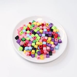 100Pcs Acrylic Square Beads Solid Color Cube Large Hole Loose Bead for Handmade Jewelry Beading DIY Bracelet Earrings Supplies