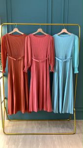 D11752 Nora Pleated Maxi Dress w/ Belt