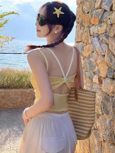 chaqi | Áo vest không dây kiểu Mỹ ôm vừa vặn có đệm ngực Áo khoác ngoài gợi cảm mùa hè mới Áo vest ngắn cổ chữ V không tay dành cho nữ