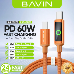 BAVIN CB413 / CB415 Type-C 60W PD Fast Charging Cable 1m Braided w/ High-Speed Data for iPh 15–17 & Android