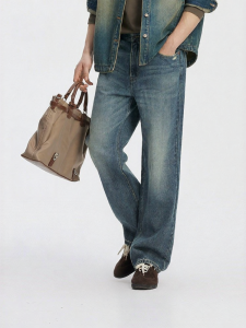 Semir | Quần Jeans Dài Rộng Vintage Đã Giặt