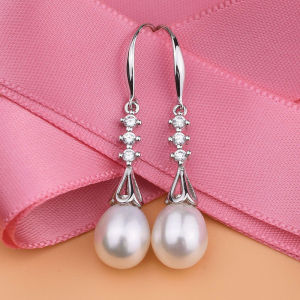 Freshwater Water Drop Real Pearl Earrings Fancy Beautiful Ear Hook Sterling Silver Jeweled Earrings Elegant Retro Spring and Summer Earrings