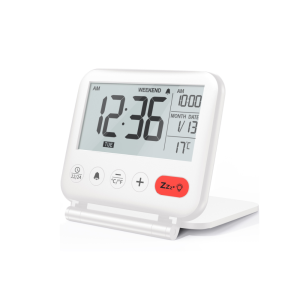 LCD Portable Travel Alarm Clock with Backlight Temperature Calendar Snooze Function Electronic Clock for Bedroom and Office