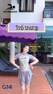Đồ bơi tay đùi 2 lớp nữ Swimbros G14 cao cấp co giãn form đẹp phù hợp mọi vóc dáng