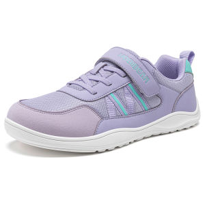 HOBIBEAR | HOBIBEAR Big Kid Wide Width Shoes Barefoot Hook-Loop Artificial Leather Sneakers Lightweight Zero Drop Walking Shoes