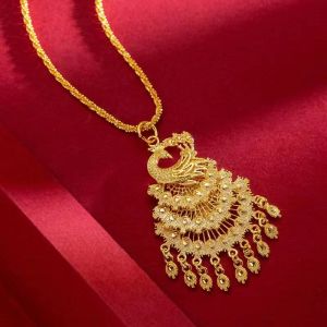 Hong Kong Duty-Free Real Gold Necklace 24K Sand Gold Plated Rose Flower Pendant Non-Fading Alloy Vintage Style Womens Jewelry