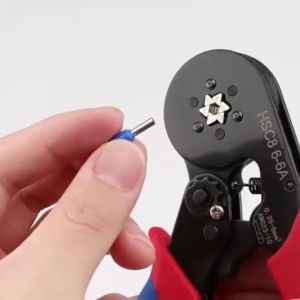 Skun Ferrules Insulated Terminal Block Connector 400 PCS With Tang Crimper Skun Crimping Pliers 0.25-6mm² - HSC8 6-6A Tang Crimper Kabel Listrik Crimp AWG23-7 0.25-10 mm² - HSC8 6-4A