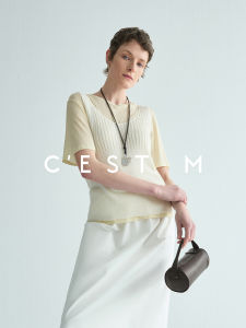 Cest M Fashionable Layering Wool Sweater And Strong Twist Cotton Short Sleeve T-Shirt Two-Piece Set Womens Summer Wear