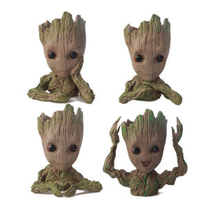 Miniso | Fashion Handicrafts Anime Action Groot Character Multifunction Plants Flower Pot Pen Holder Storage Organizer Home Decor Crafts