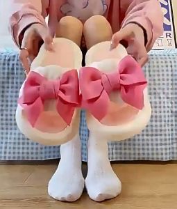 Ready Stock Leaves Ribbon Ladies Slippers Women Sandals Selipar Perempuan