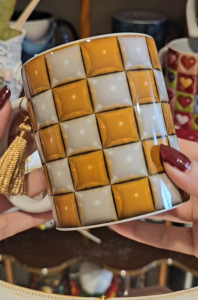 3D Yellow and White Square Printed Design On A Sublimation COFFEE Mug/CUP FOR GIFT/BIRTHDAY/GRADUATION/WEDDING