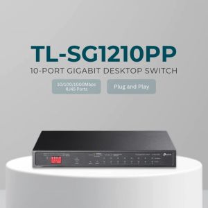 TP-Link Official Store | TL-SG1210PP | 10/100/1000Mbps 10-Port Gigabit with 6-Port PoE+ and 2-Port PoE++ Desktop Network Ethernet Switch Hub for Internet