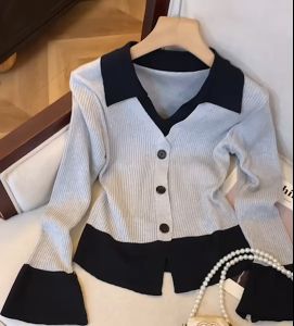 Fashion เสื้อไหมพรมผู้หญิง แขนยาว คอวี ผ้านิ่ม เสื้อไหมพรมสำหรับผู้หญิง ใส่กันหนาวกันลมได้ 💥 พร้อมจัดส่ง 💥