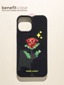 Benefit Simple Black Bottom Pixel Rose 17 iPhone 16 pro Max Apple 15 pro Phone Case 13 New 14 Set 12 Creative 11 Soft Shell Xs Max Silicone Xr Anti-Fall 8P