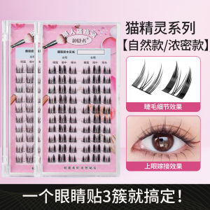 ขนตาปลอมแบบแยกส่วนธรรมชาติหนาสำหรับผู้เริ่มต้น ขนตาปลอมแบบแยกส่วน ทรงตาแมว 3 ชั้น ทรงธรรมชาติ เหมาะกับทุกสภาพผิว