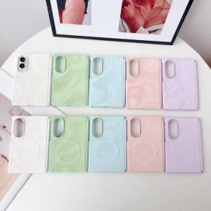Ốp Điện Thoại Từ Tính Bằng Da Gợn Sóng Sang Trọng Cho Samsung Galaxy Z Fold8 Có Dây Đeo Cổ Tay Tương Thích MagSafe Matte Cover