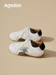 Agsdon | Thick Sole Interior Height-Increasing Stars Ballet Style Casual White Shoes