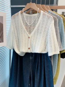 JIANDIYA | Lace V-Neck Loose Lazy Outerwear Short Sleeve Blouse