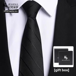 No-Tie Zip-Up Mens Black Stripe Tie