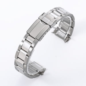 Curved End Strap 20mm Stainless Steel Watchbands 18mm 19mm 22mm Universal Folding Buckle Men Sport Bracelet Metal Watchband Belt