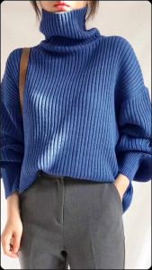 KD ส่งไวโกดังไทย💯 เสื้อสเวตเตอร์คอเต่าแขนยาวจั๊ม ไหมพรมหนาร่องใหญ่ มีสีให้เลือก