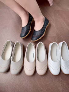 FOKU Loafers Kulit Asli Wanita Sol Karet Anti Selip Gaya Bisnis