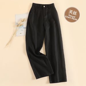 Tencel Linen Breathable High Waist Herringbone Trousers
