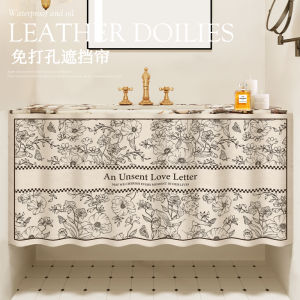 American Style Bathroom Cabinet Concealment Curtain Washstand Waterproof Dirty Curtain Sliding Track Fabric Blind for Bathroom