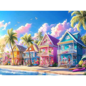 Beach House Seaside Jigsaw Puzzle 500/1000/1200/2000PCS DIY Craft Hobby Relaxing Game Home Decor Gift