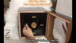 Hộp ủ Xì Gà - Tủ bảo quản Cigar 3 ngăn - 80 điếu - Gỗ Tuyết Tùng đồng hồ ẩm sang trọng - HMD05- H2H Phụ Kiện Cigar
