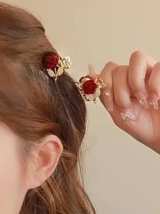 1PC Sparkling Rhinestone Rose Flower MINI Hair Claw Side Clip Decorative Grab Clips Vintage Hair Barrettes For Women And Girls Wear