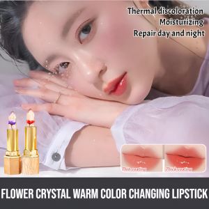 Flower Crystal Warm Color Changing Lipstick Moisturizer Moisturizing Lip Balm Waterproof Non-Marking Make-Up Stick Lipstick Long Lasting Lipstick