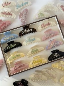 Personalized Name Hair Claw Emi Jay Rhinestone Shark Clip Adult Fashion Hair Accessories Customizable Engraving Korean Style