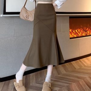 S-6XL Rok Fishtail Wanita Rok Panjang A-line Pinggang Tinggi Celana Desain Tidak Beraturan