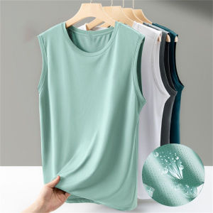 Summer mens solid casual sleeveless tank top round neck Breathable Vest sweat drying tank top suitable for summer sports tops