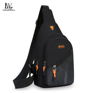 LouisWill Mens Chest Bag Outdoor Cross Body Bag Waterproof Travel Shoulder Bag Large Capacity Casual Bag Earphone Hole Design Men Fashion Shoulder Bag Leisure Sport Street Bag for College Student