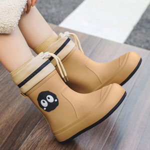 Cute Fashion Rain Boots Womens Drawstring Waterproof New Rain Boots Non Slip Work Outwear Rubber Shoes Adult Beautiful Rain Shoes