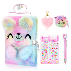 สมุดบันทึกไดอารี่หมีน่ารักสําหรับเด็กผู้หญิงพร้อมล็อคและกุญแจ วารสารเด็กสําหรับการเดินทางในโรงเรียน ชุดเครื่องเขียนสําหรับการเขียน ของขวัญวันเกิด