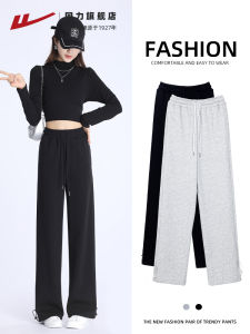 Womens Sporty Fleece Lined Casual Pants Spring 2025 Trendy Loose Fit Warm Grey Drawstring Sweatpants Comfortable Straight Leg