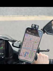 SEAMETAL Motorcycle Cell Phone Holder GPS Shockproof Smartphone Handlebar Rearview Absorber Bracket