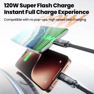 NNBILI 3Pack 6A USB To Type C Cable for Huawei Xiaomi 120W Car spring Fast USB Type C Data Cord Quick Charge for Samsung Oneplus