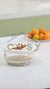 COSY Wadah Saringan Pencuci Buah Sayuran Serbaguna Multifungsi / Baskom Saringan Peniris Sayuran Transparan Estetik Gaya Jepang / Drain Basket dengan Penutup / Storage Box Kulkas dengan Tutup
