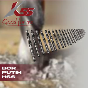 K55 Mata Bor HSS Putih 1 - 7.5mm Besi Kayu Stainless Steel Baja White Straight Twist Drill Satuan