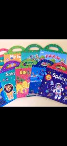 B034# Reusable Jelly Sticker Book for Kids with Dinosaur Vehicle Space ... Educational Learning Stickers 22 books