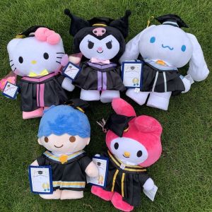 Sanrio 25Cm Anime Sanriod Toys Kawaii Kuromi My Melody Cinnamorol Plush Soft Stuffed Animals Doll Plushie Pillow Graduation Gift Decor