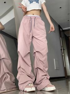 American Quick-Drying Cargo Pants Womens Summer Thin and All-Matching Loose Tappered Casual Loose Pants Parachute Soldier Climbing Pants