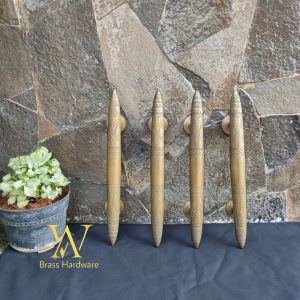 Handle Pintu Rumah Kuningan Antik Motif Torpedo Bali Ukir 37 cm 4 pcs