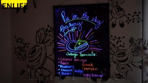 LED neon writing board with stand for easy placementLED illuminated menu boards for cafes gourmet food stores clothing stores stores and weddings