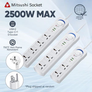 Mitsushi 2500W Multi-Function Socket Universal Extension Outlet With USB Port 1.5M/2M Extension Cord Heavy Duty Power Strip